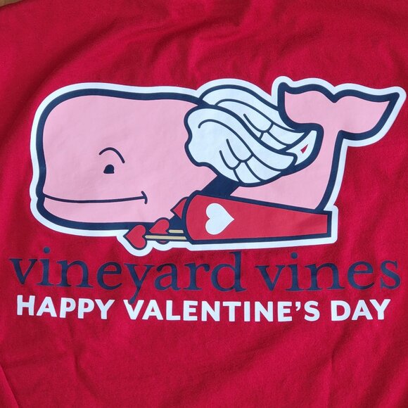 Vineyard Vines Red Long Sleeve Pocket Tee Happy Valentine's Day - S - Picture 2 of 8